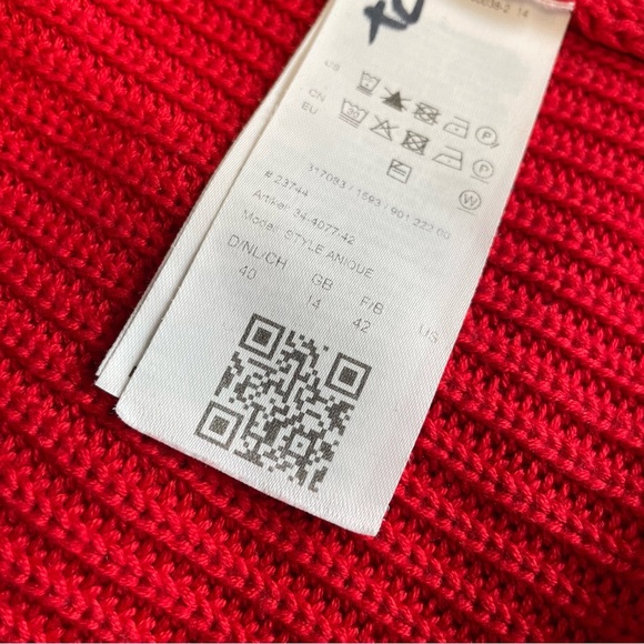 Brax Vibrant Red Cable Knit Women's Cardigan Size 40 or Large - Picture 10 of 14